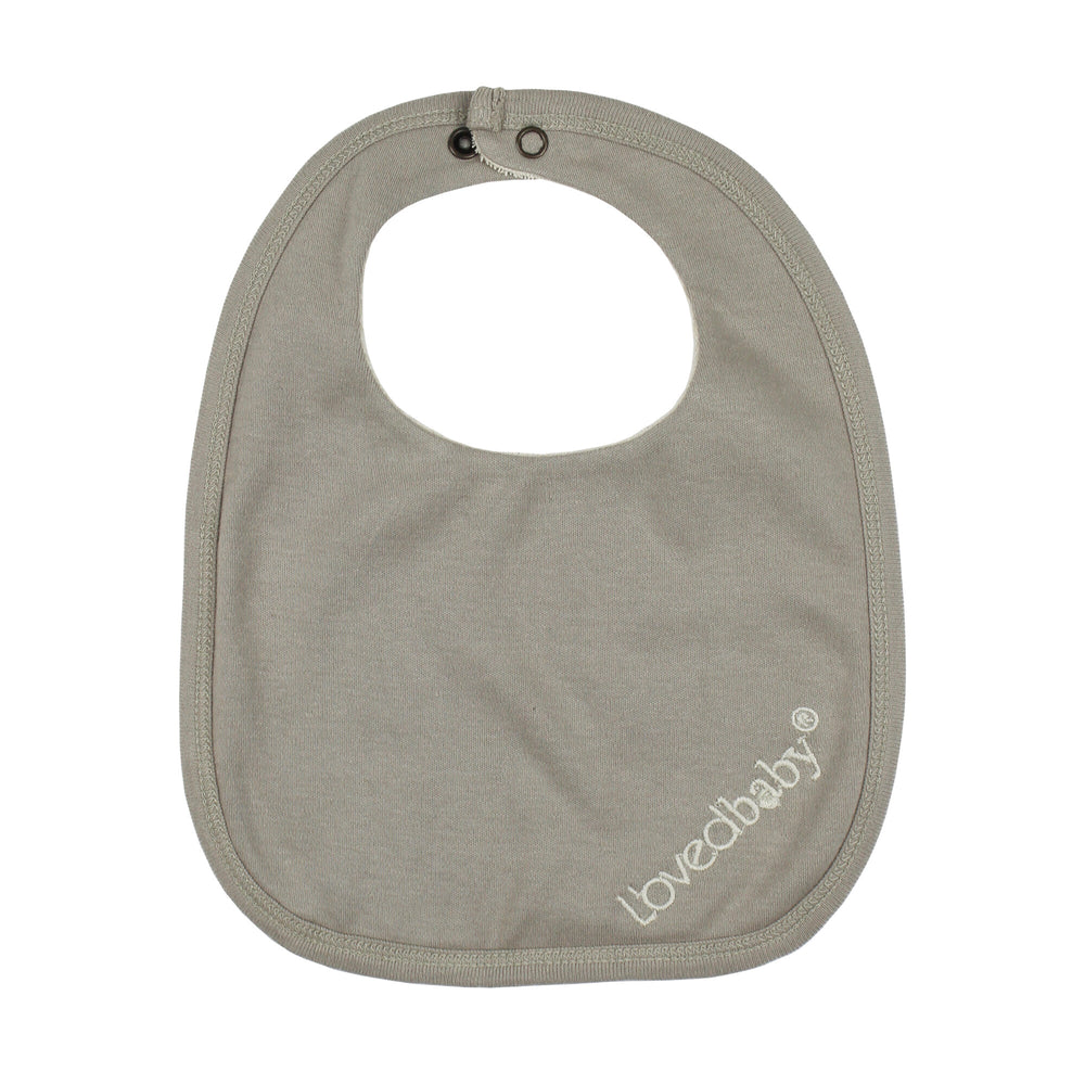 Back view of Organic Terry Cloth Reversible Bib in Neutrals.