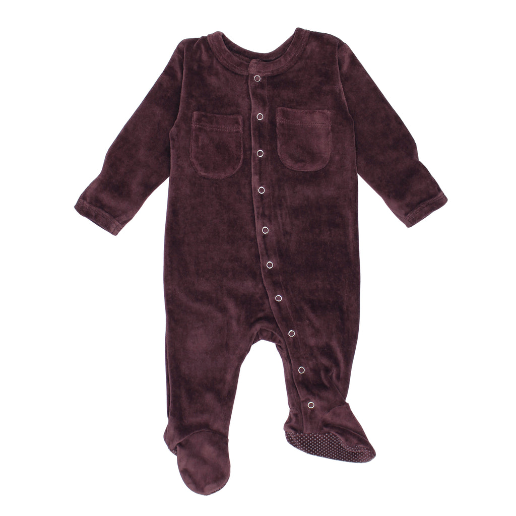 Eggplant Organic Velour Footie