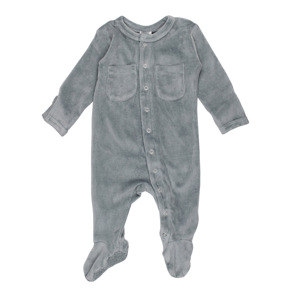 Light Gray Organic Velour Footie
