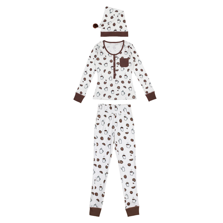 Women's Organic Holiday 2-Pc Lounge Set with Cap in Waiting For Santa.