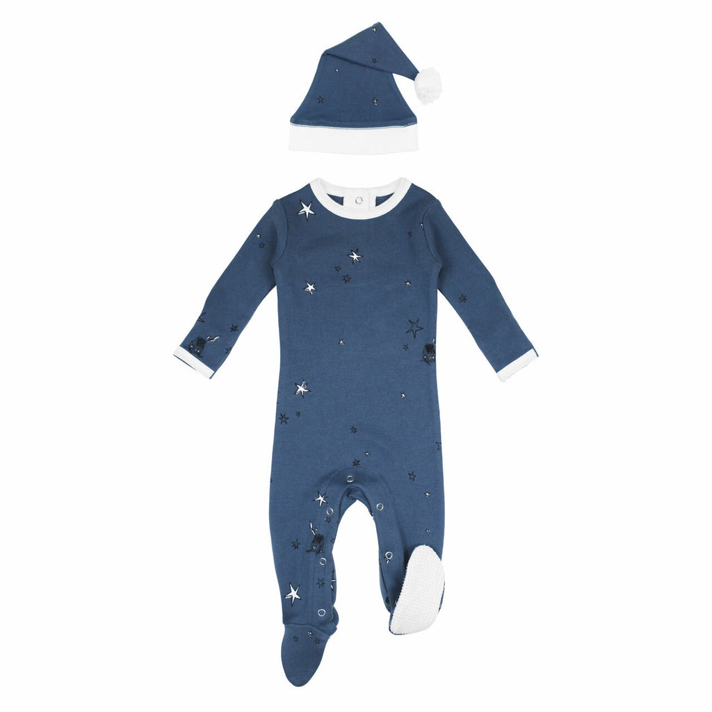 Organic Holiday Footie & Cap Set Silent Night