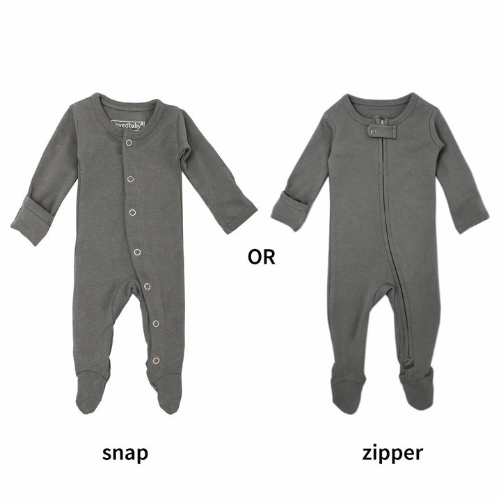 Child wearing Mommy & Me Gift Set, Snap Footie in Gray.