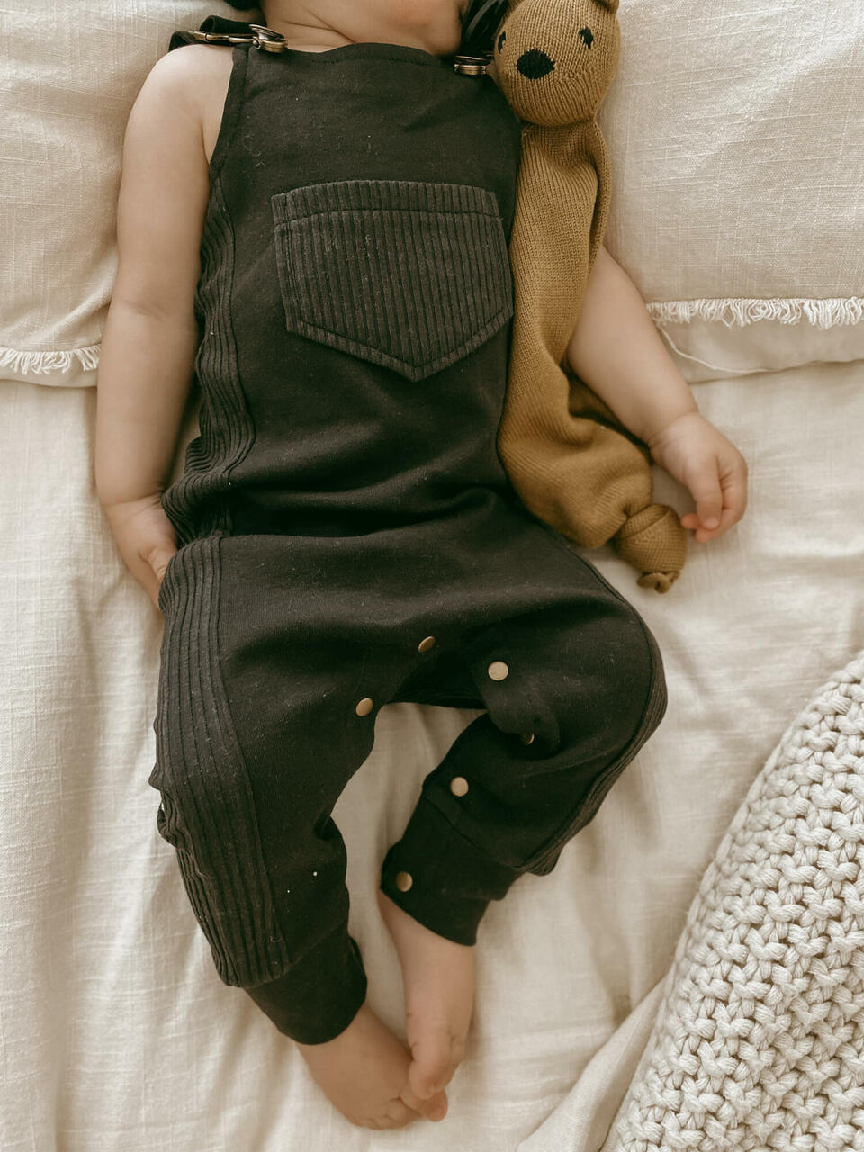 Footless Ribbed Overall in Black, Lifestyle 
roxanall_