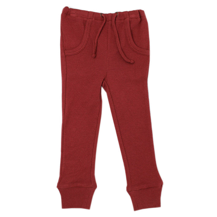 Organic Thermal Kids' Jogger Pants in Brick, Flat