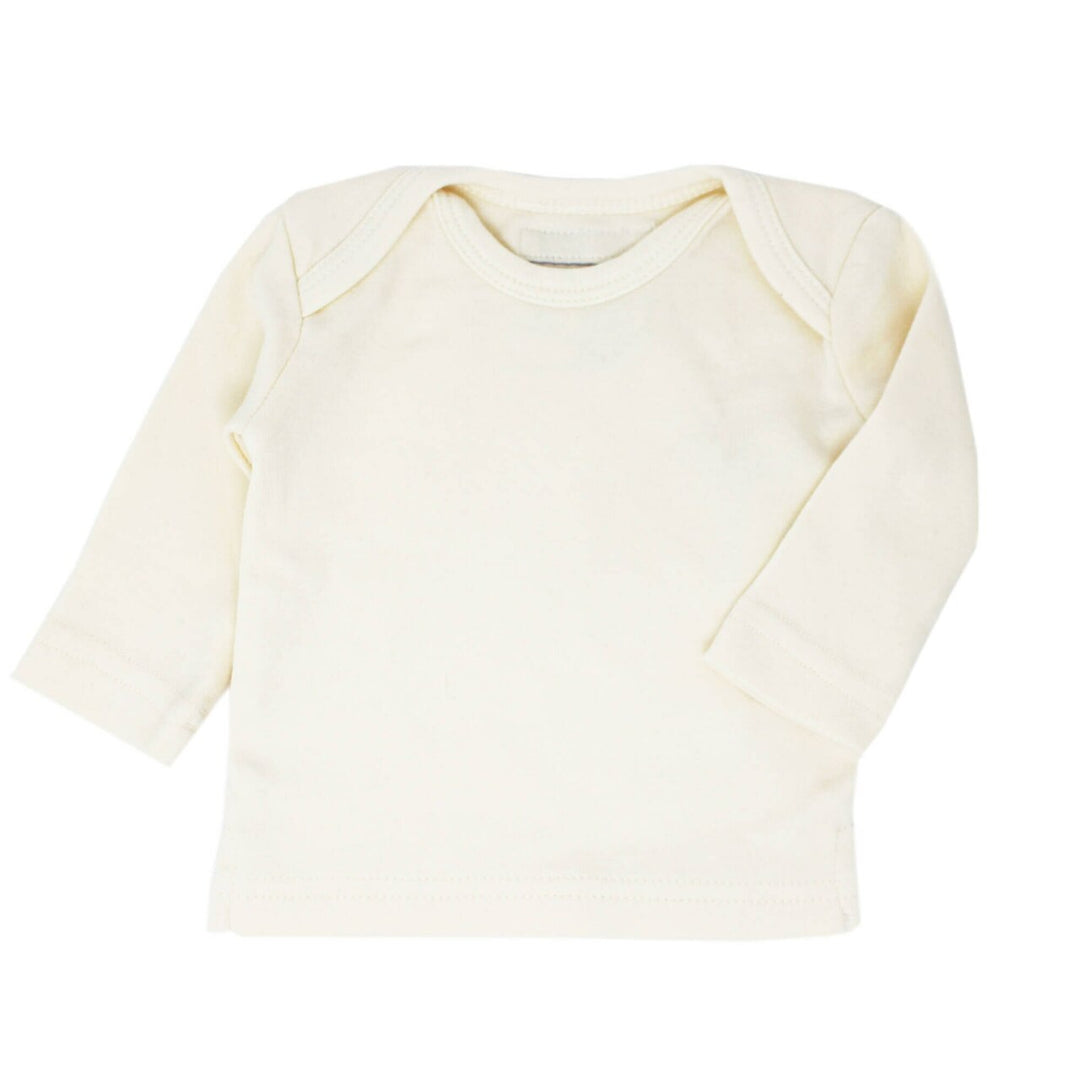 Organic L/Sleeve Shirt in Buttercream, a light beige color.