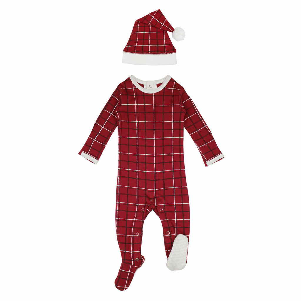 Organic Holiday Footie & Cap Set Santa