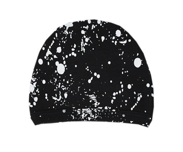 Organic Cute Cap in Black Splatter, Flat