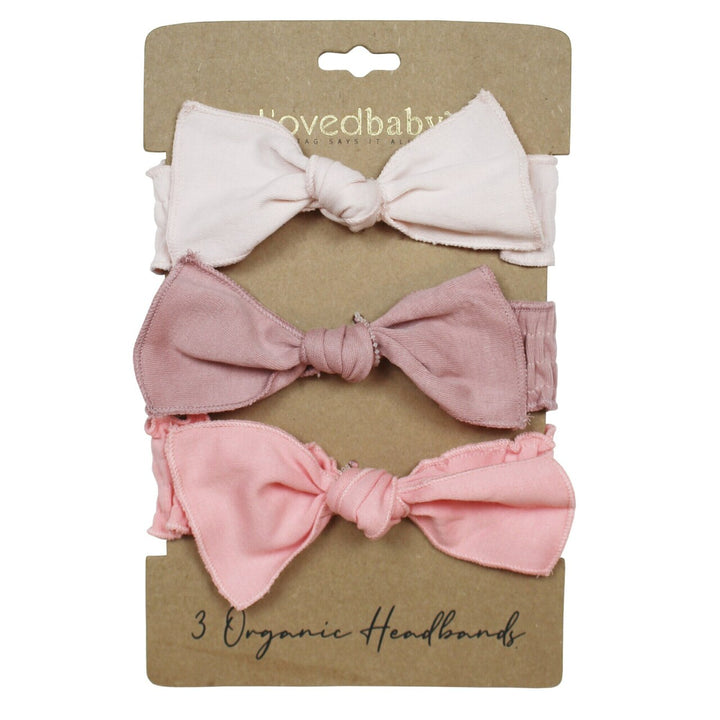 Organic 3-Piece Headband Gift Set in Pinks, Flat