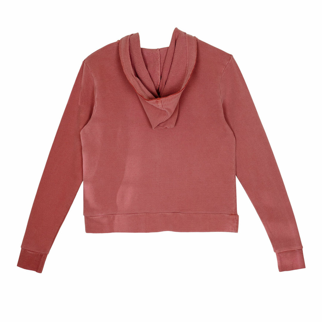 Back view of Women's French Terry Hooded Sweatshirt in Sienna..