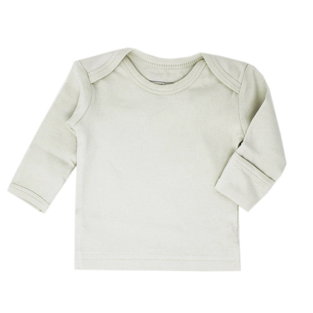 Organic L/Sleeve Shirt in Stone, an off white color.