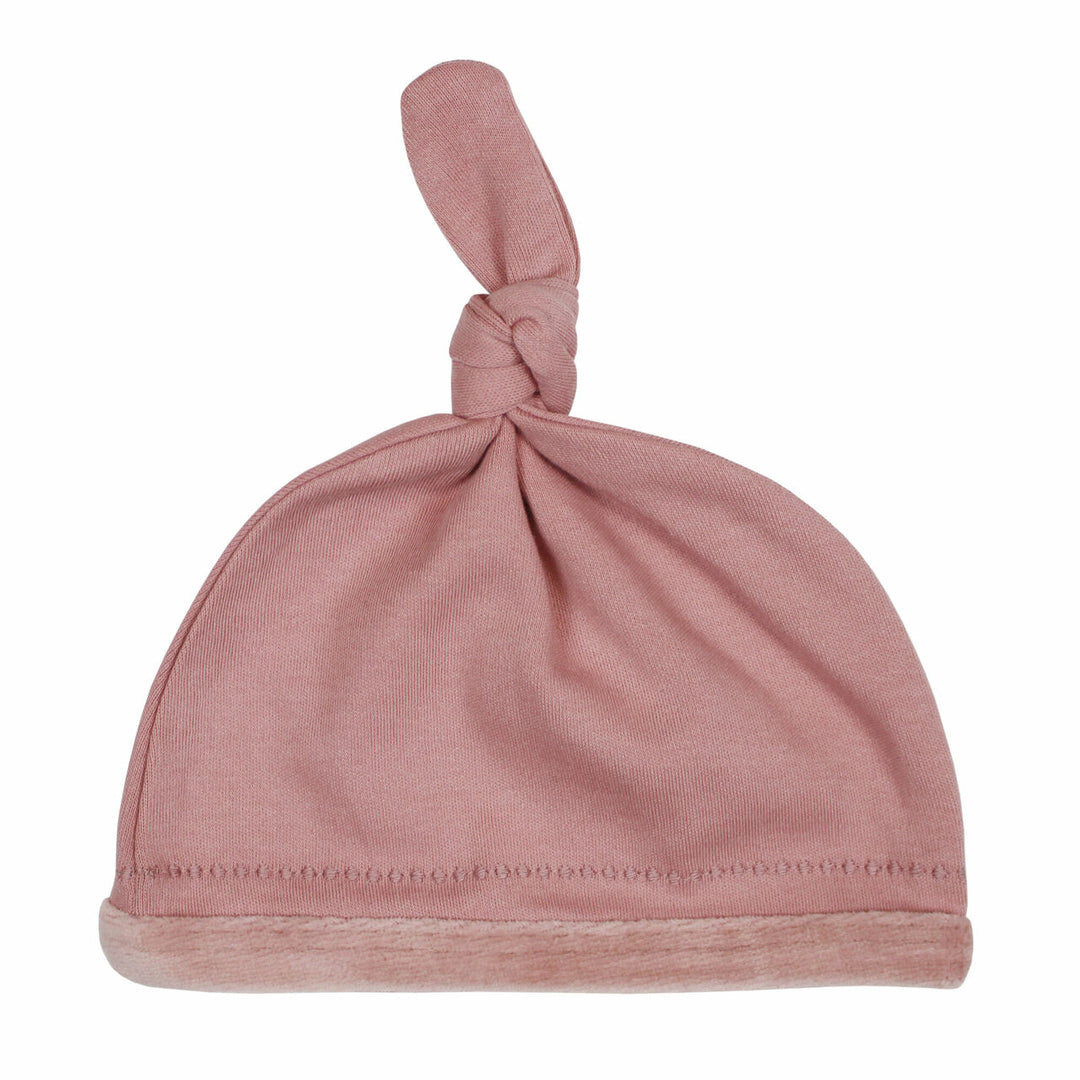 Velveteen Top-Knot Hat in Mauve, Flat