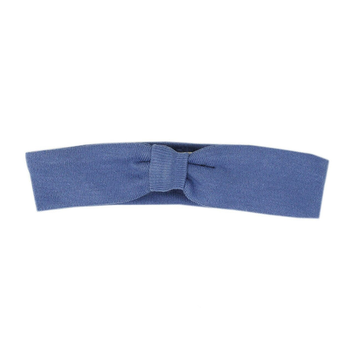 Organic Headband in Slate, a medium blue color.
