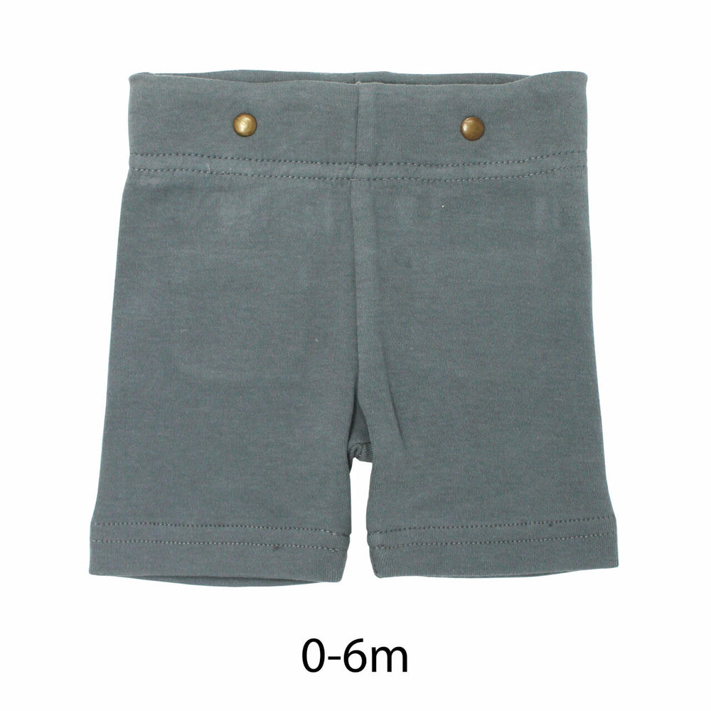 Suspender Shorts in Moonstone (Sizes 0-3m, 3-6m), Flat