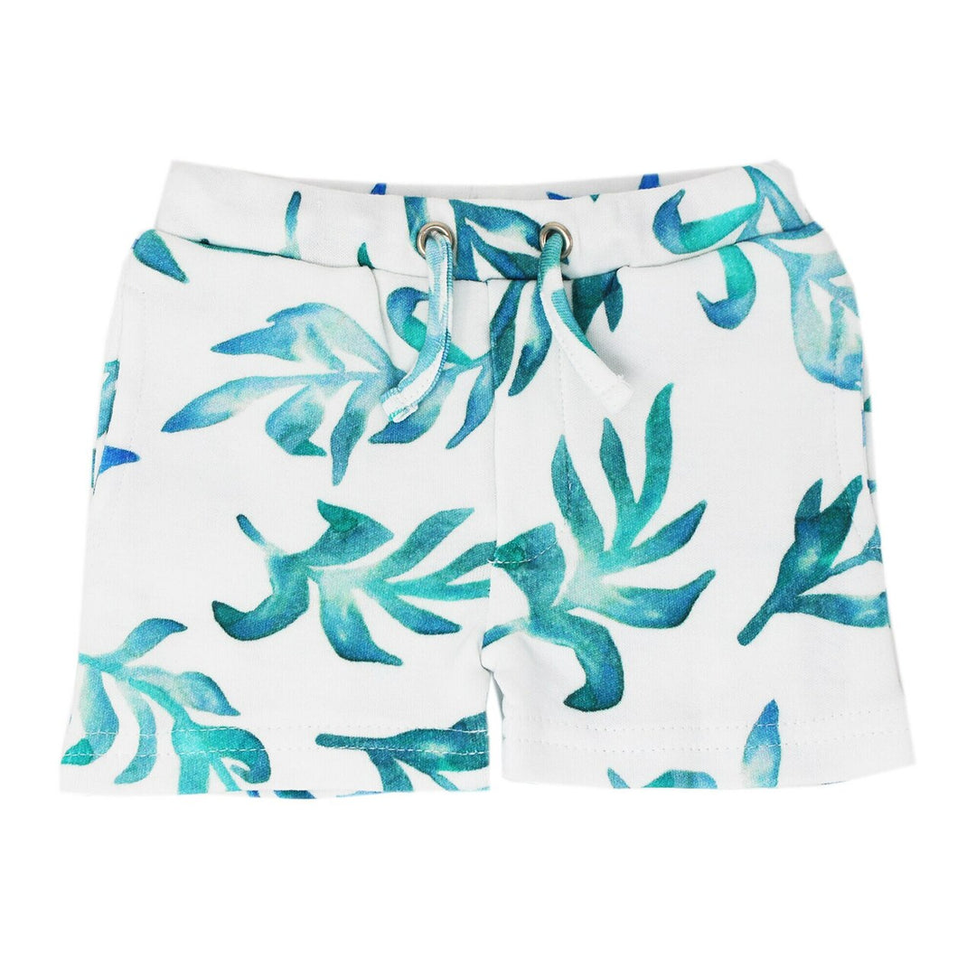 Organic Kids' Summer Shorts in Seaweed, Flat
