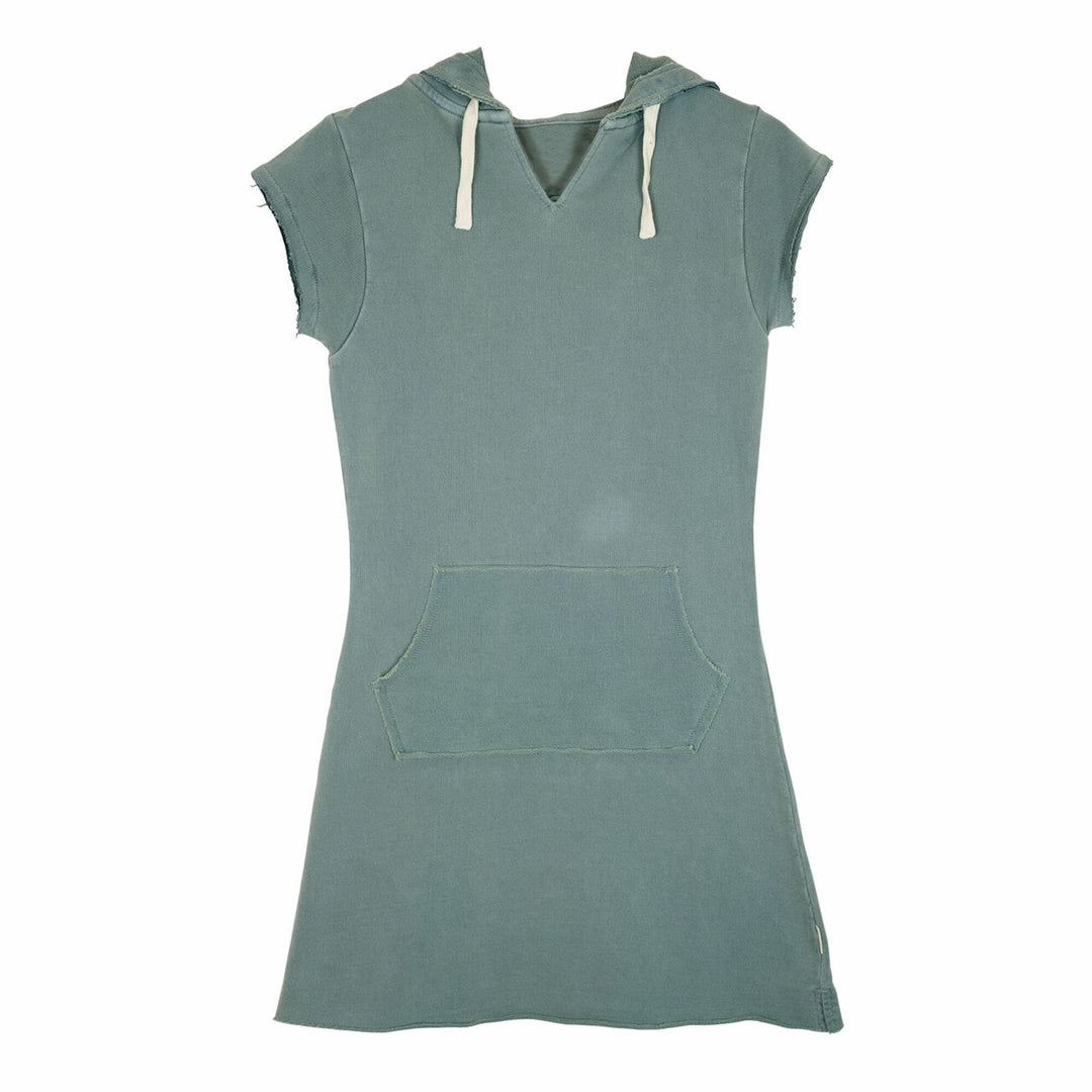 Womens' French Terry Hoodie Dress in Jade L Womens' French Terry Hoodie Dress in Jade L
