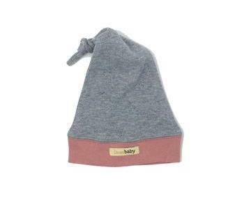 Organic Knotted Cap in Mauve/Heather Gray, Flat