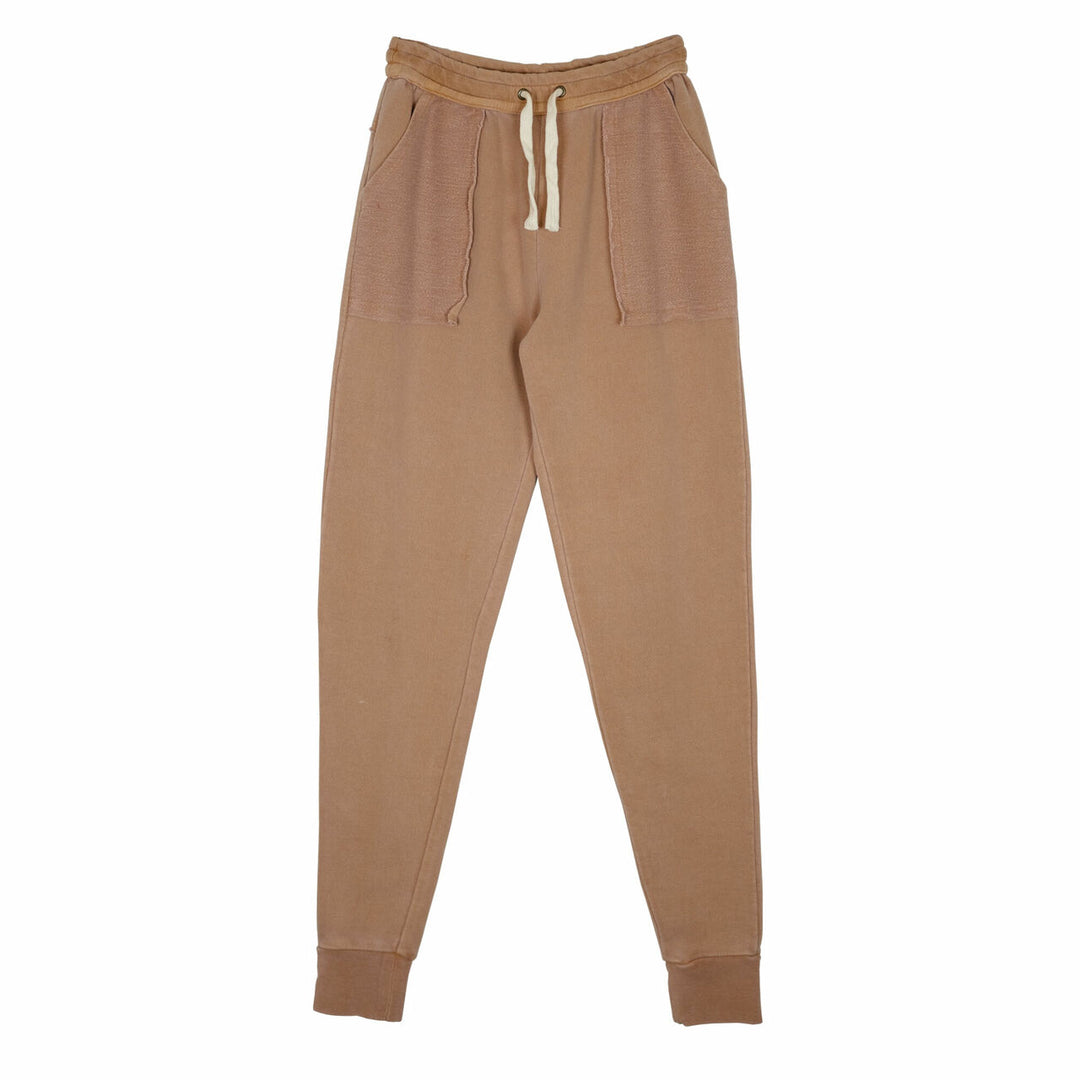 Womens' French Terry Jogger Pants in Adobe, a tan clay color.