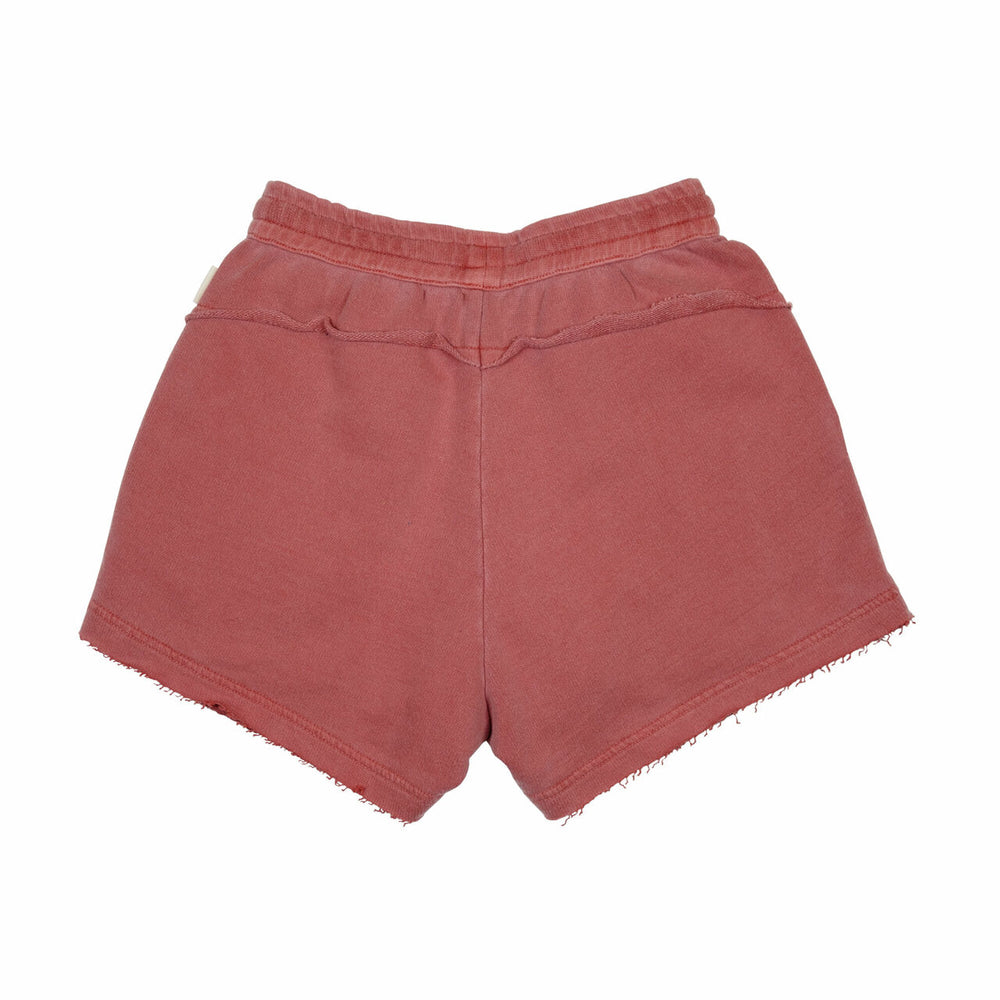 Back side of Women's French Terry Shorts in Sienna.