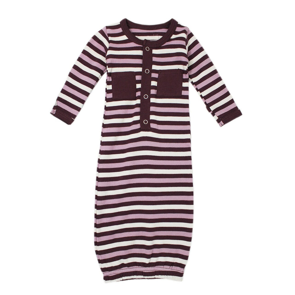 Eggplant Stripe Organic Gown