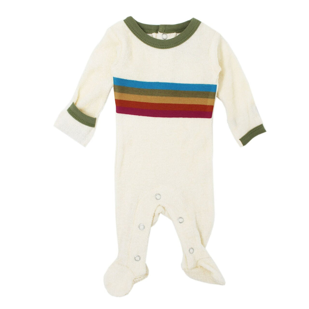 Terry Cloth Baby Footie in Sage, Flat