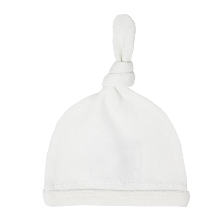 Velveteen Top-Knot Hat in White, Flat