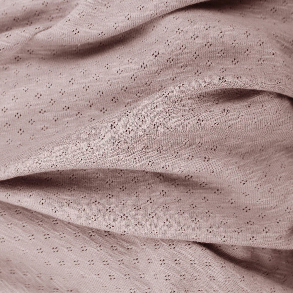 Pointelle Sleeveless Romper in Thistle, Fabric