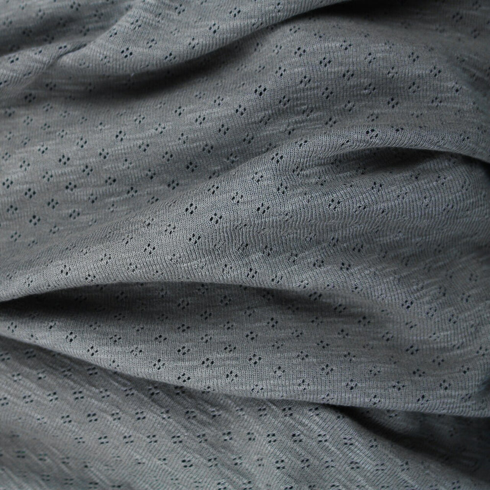 Pointelle Sleeveless Romper in Moonstone, Fabric