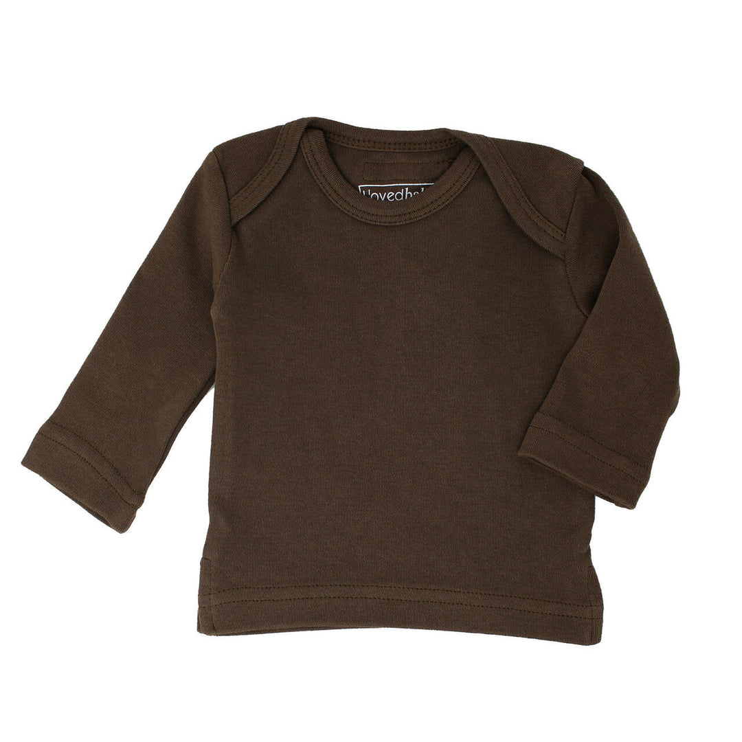 Organic L/Sleeve Shirt in Bark, a brown color.