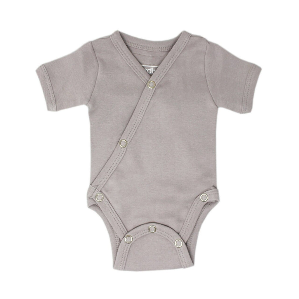 Light Gray Organic Short Sleeve Kimono Bodysuit