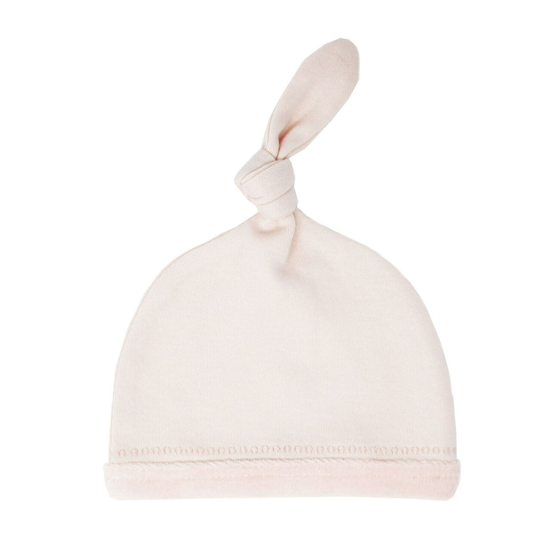 Velveteen Top-Knot Hat in Blush, Flat