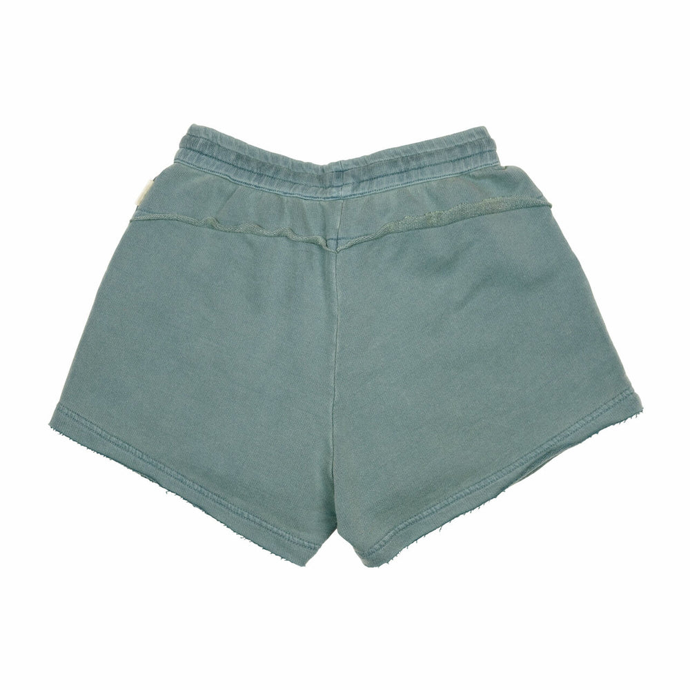 Back side of Women's French Terry Shorts in Jade.