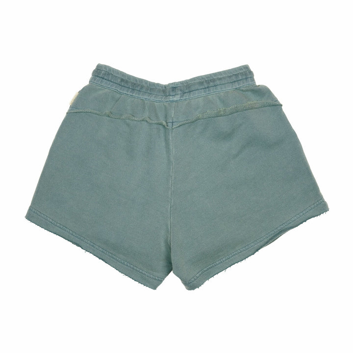 Back side of Women's French Terry Shorts in Jade.