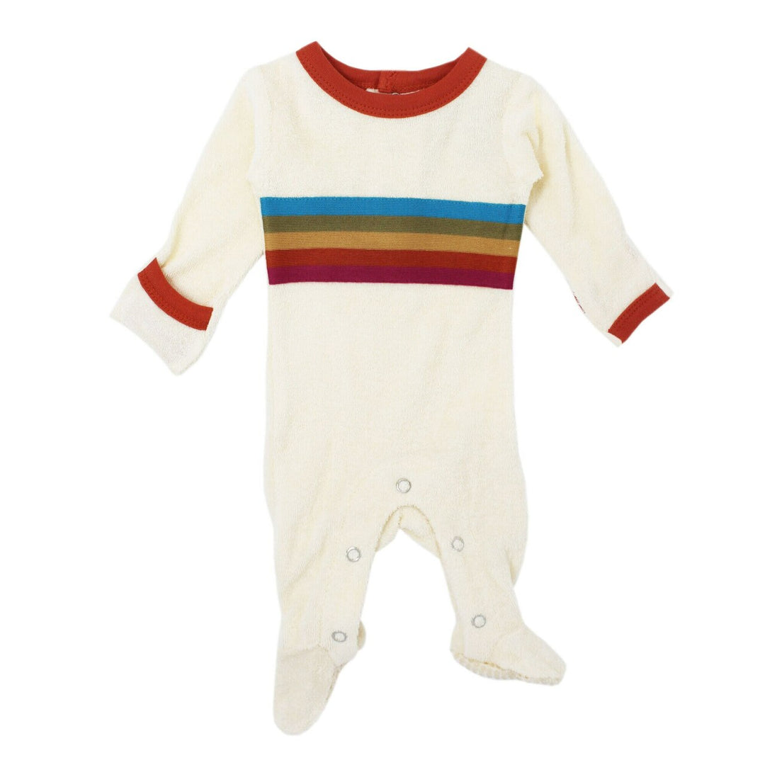 Terry Cloth Baby Footie in Maple, Flat