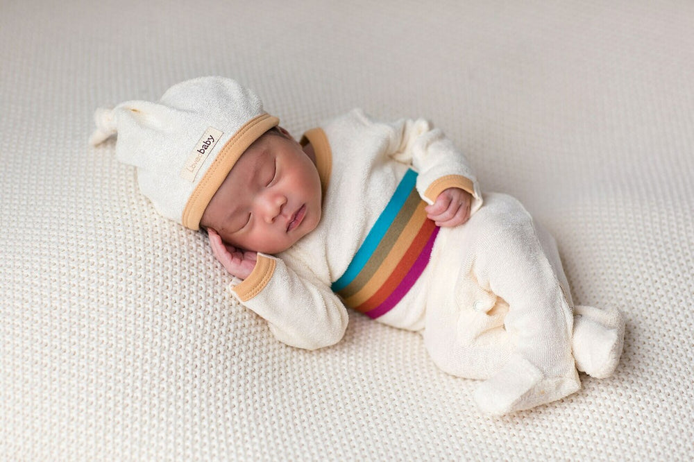 Terry Cloth Baby Footie in Honey, Lifestyle