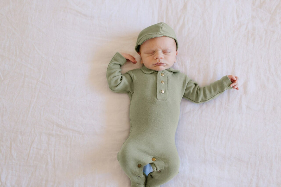Organic Polo Baby Footie in Fern, Lifestyle
