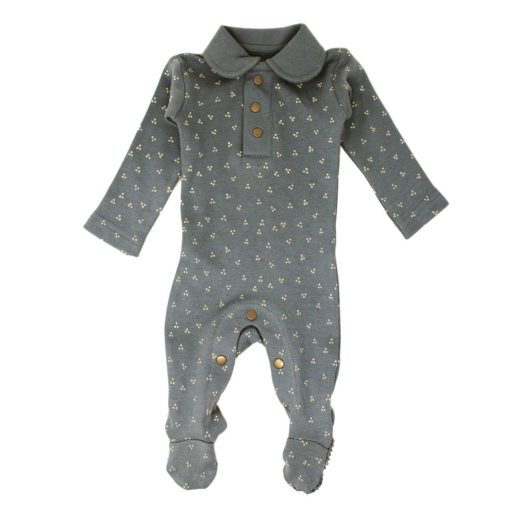 Organic Polo Footie in Moonstone Dots