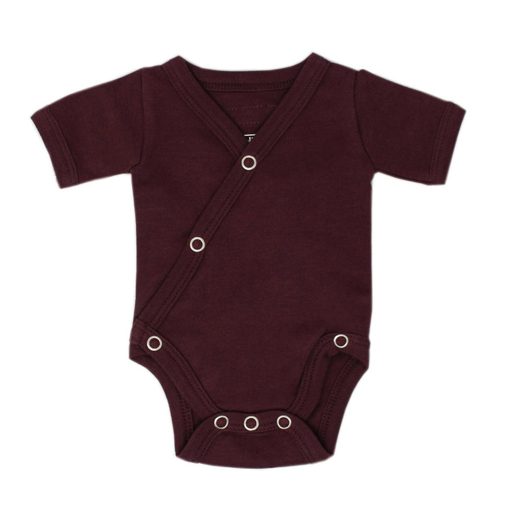 Eggplant Organic Short Sleeve Kimono Bodysuit