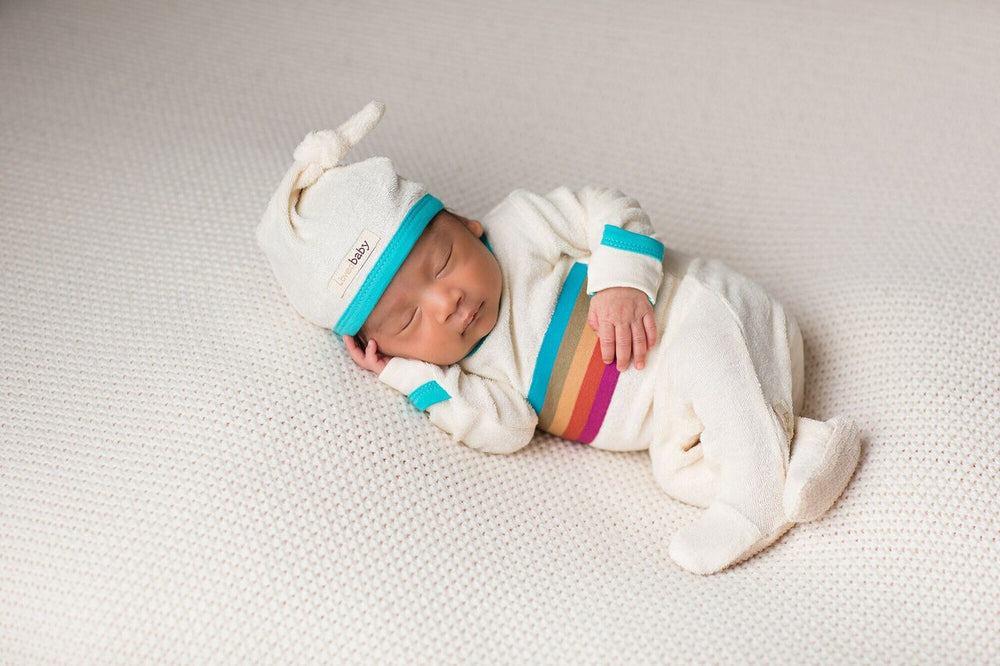 Terry Cloth Baby Footie in Teal, Lifestyle