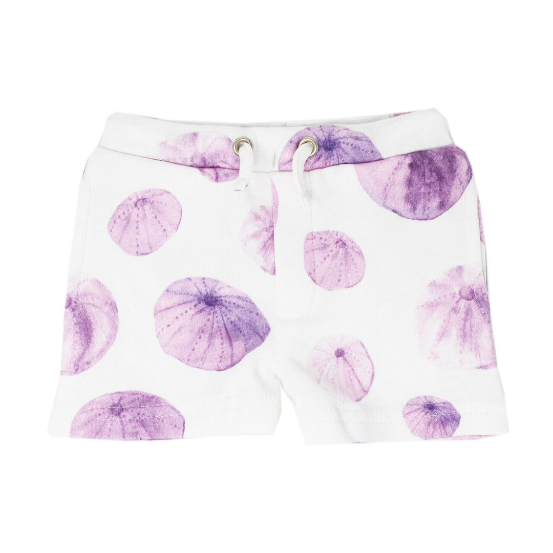 Organic Kids' Summer Shorts in Sea Urchin, Flat