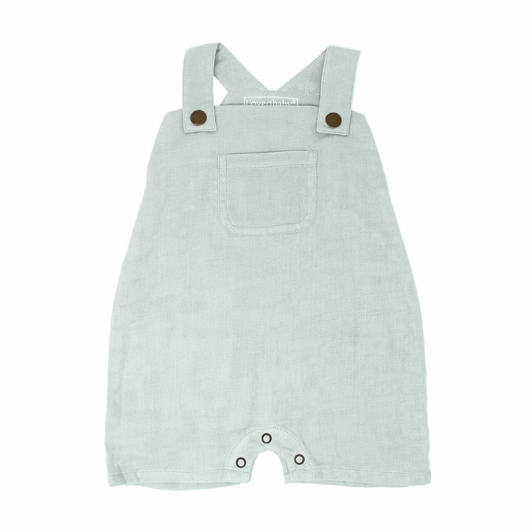 Muslin Overall in Green Tea, a light green color .