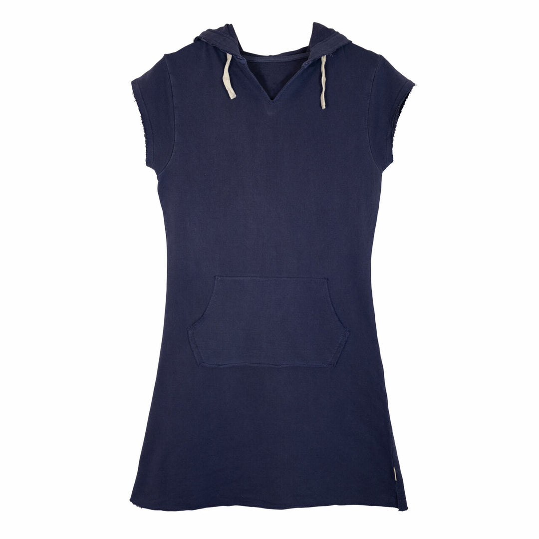 Womens' French Terry Hoodie Dress in Indigo M