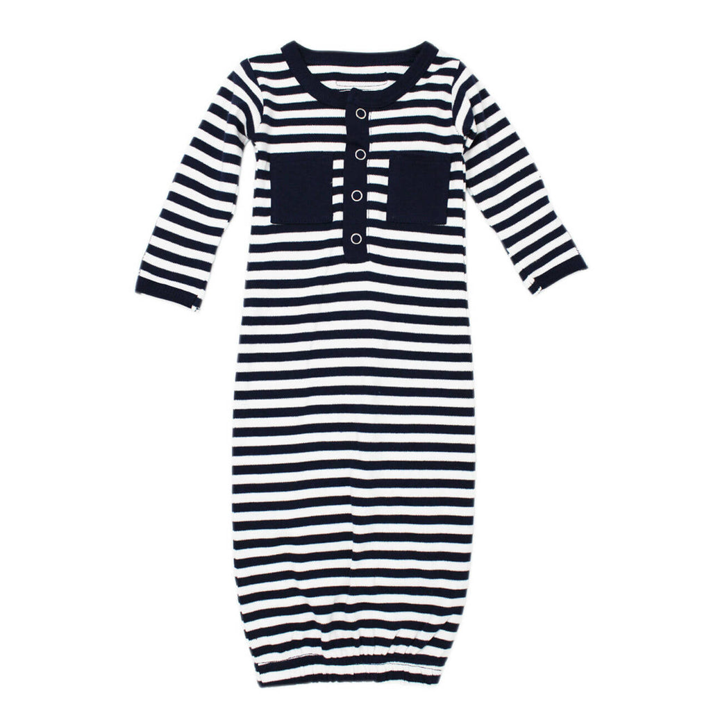 Navy White Organic Gown
