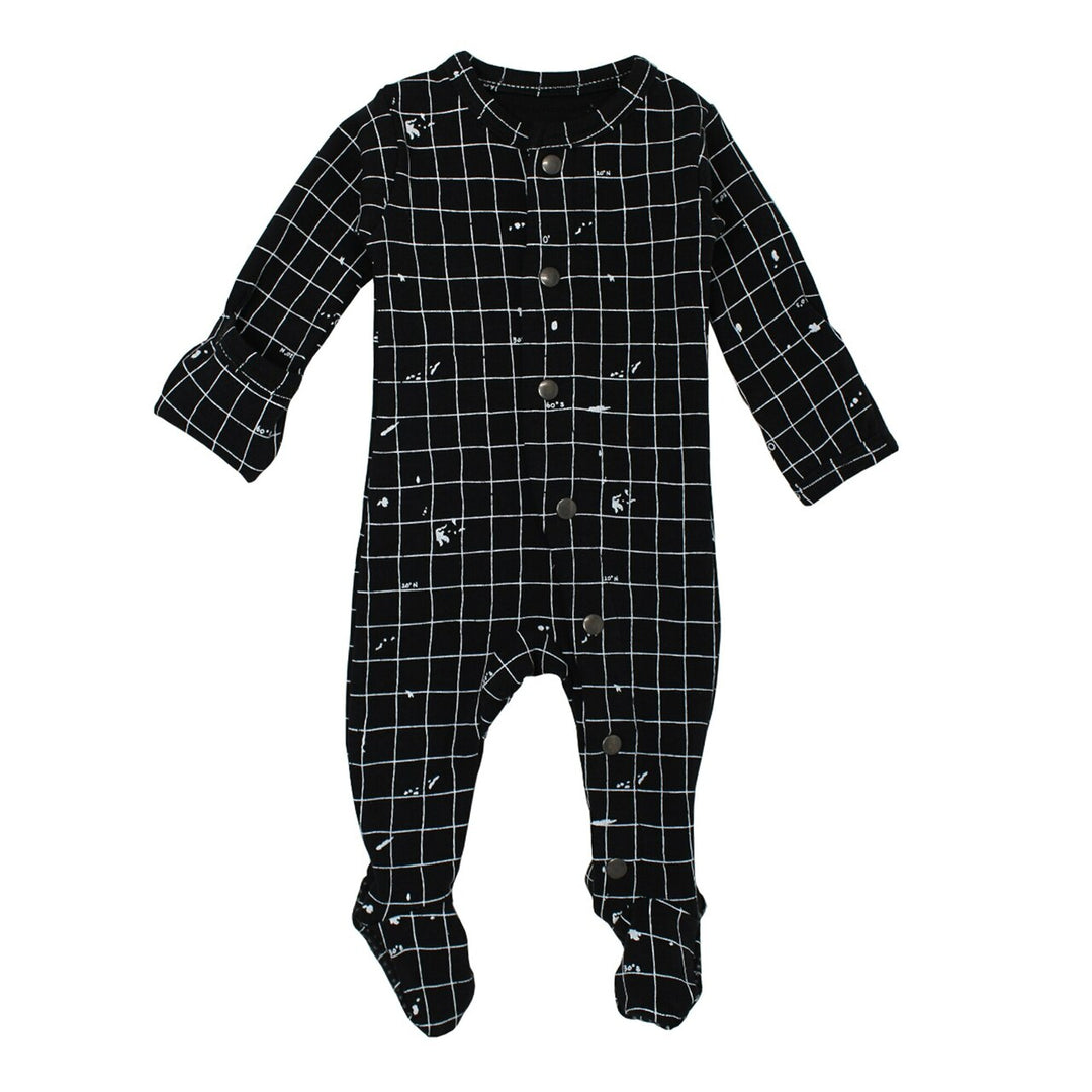 Organic Footed Overall in Black Coordinates, Flat