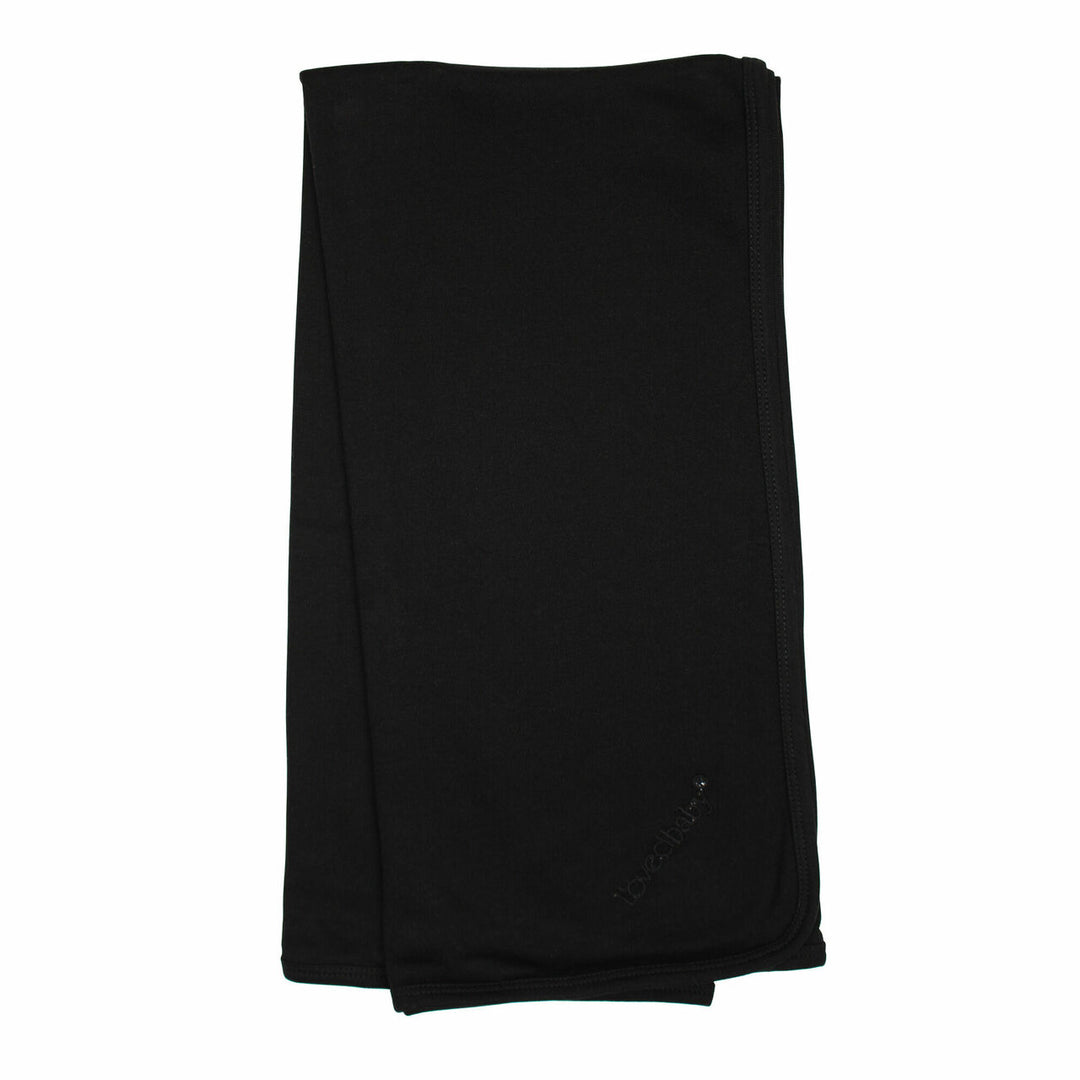Organic Swaddling Blanket in Black, Flat
