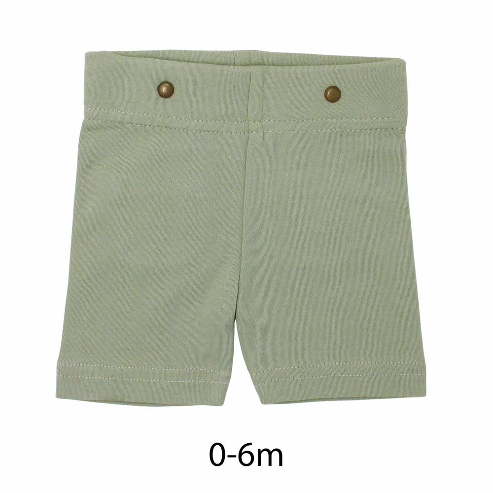 Suspender Shorts in Fern (Sizes 0-3m, 3-6m), Flat