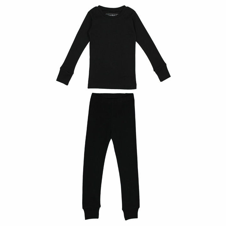 Organic Kids' L/Sleeve PJ Set in Black.