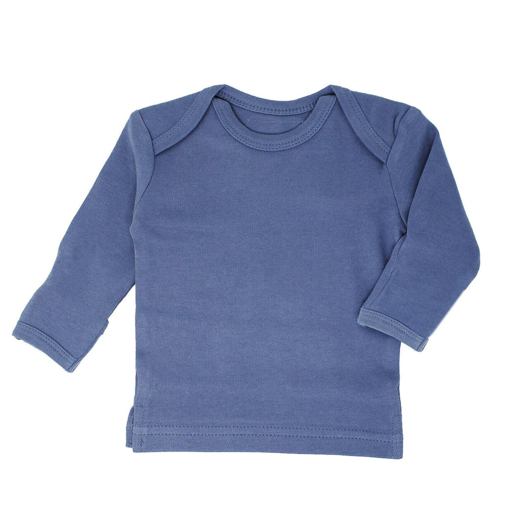 Organic L/Sleeve Shirt in Slate, a medium blue color.
