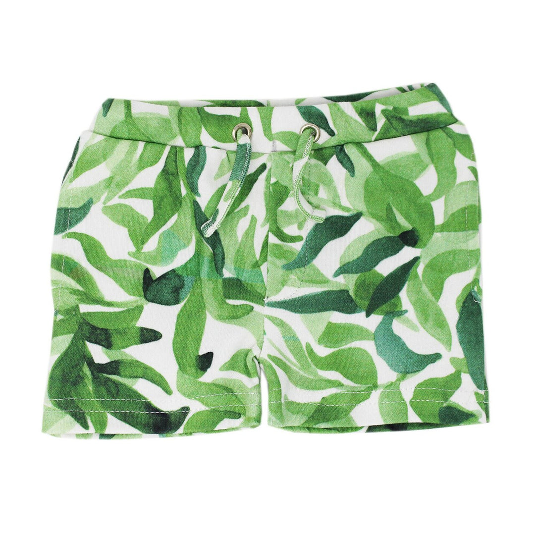Organic Kids' Summer Shorts in Kelp, Flat