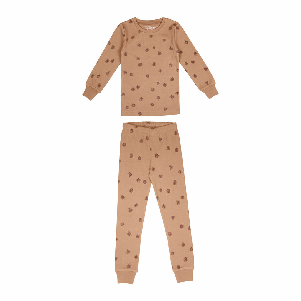 Organic L Sleeve PJ Set Nutmeg Pinecone
