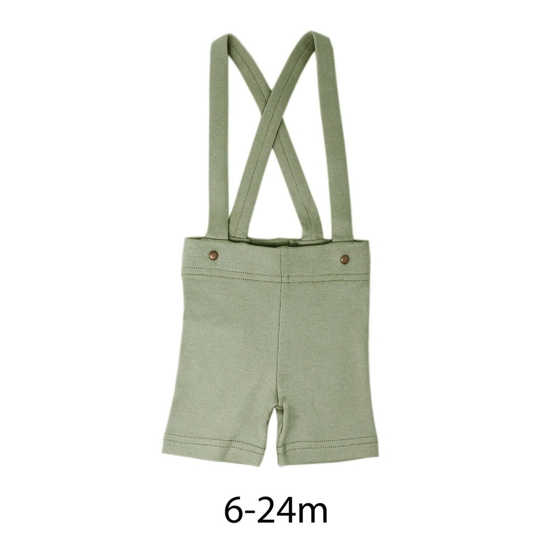 Suspender Shorts in Fern(Sizes 6-9m,  12-18m, 18-24m), Flat